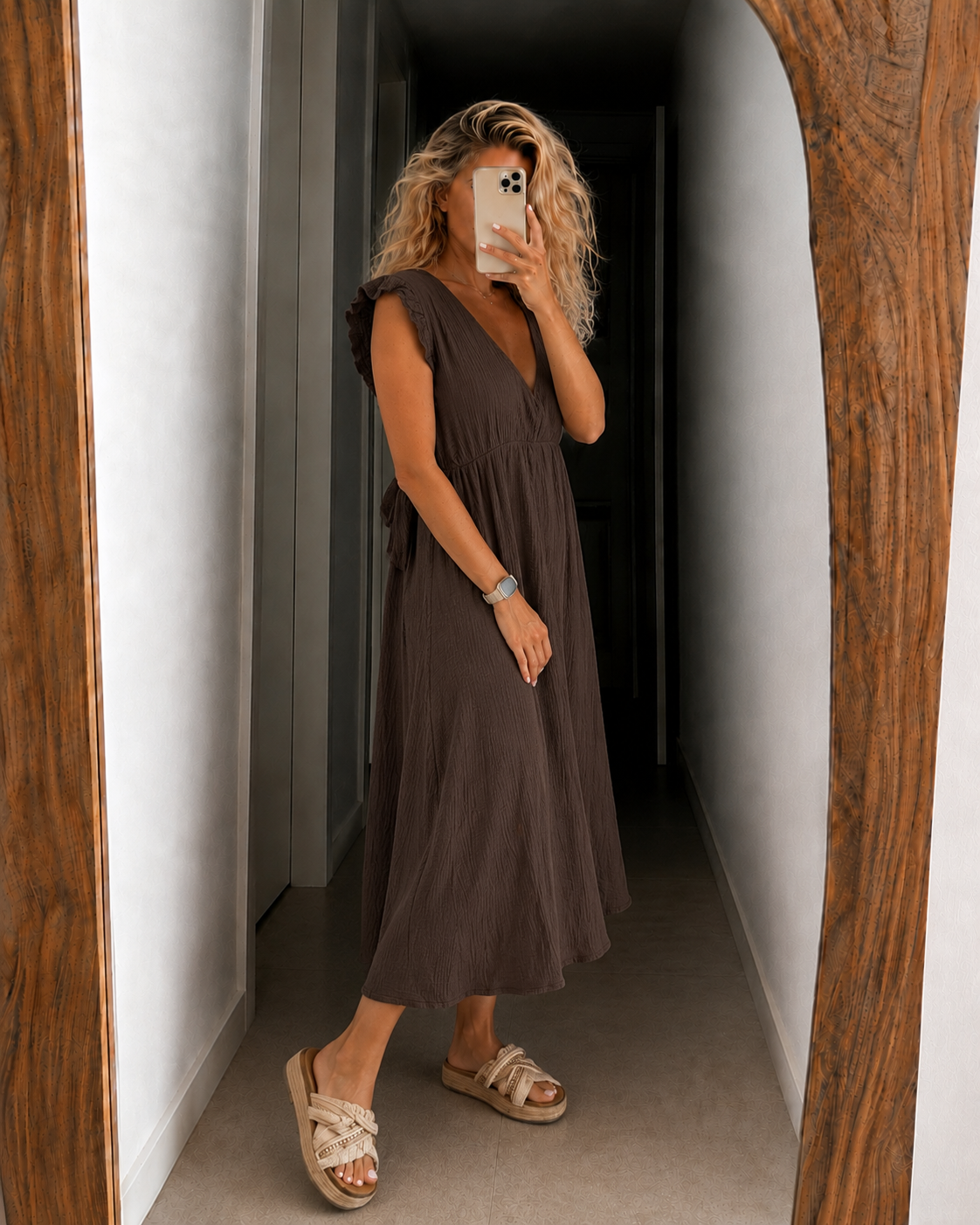Belisande Midi Dress - Brown