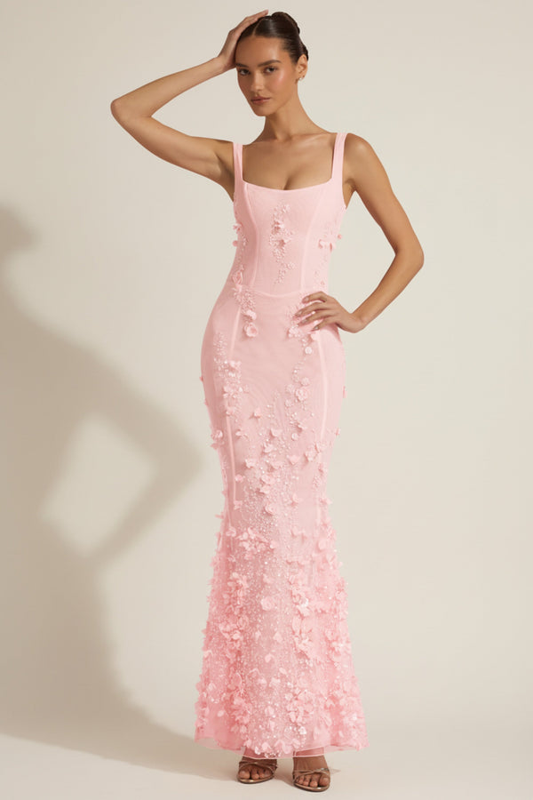 Blossom Applique Corset Gown