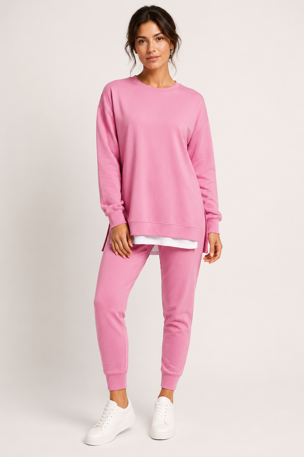 Cayla Side Slit Sweatshirt Jogger Set - Pink