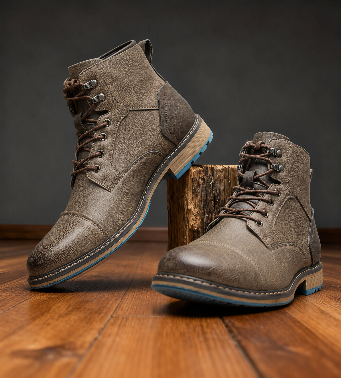 Cedric Cap Toe Lace-Up Boots - Gray