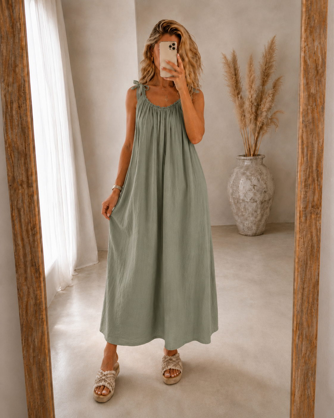 Cerise Maxi Dress - Olive Green