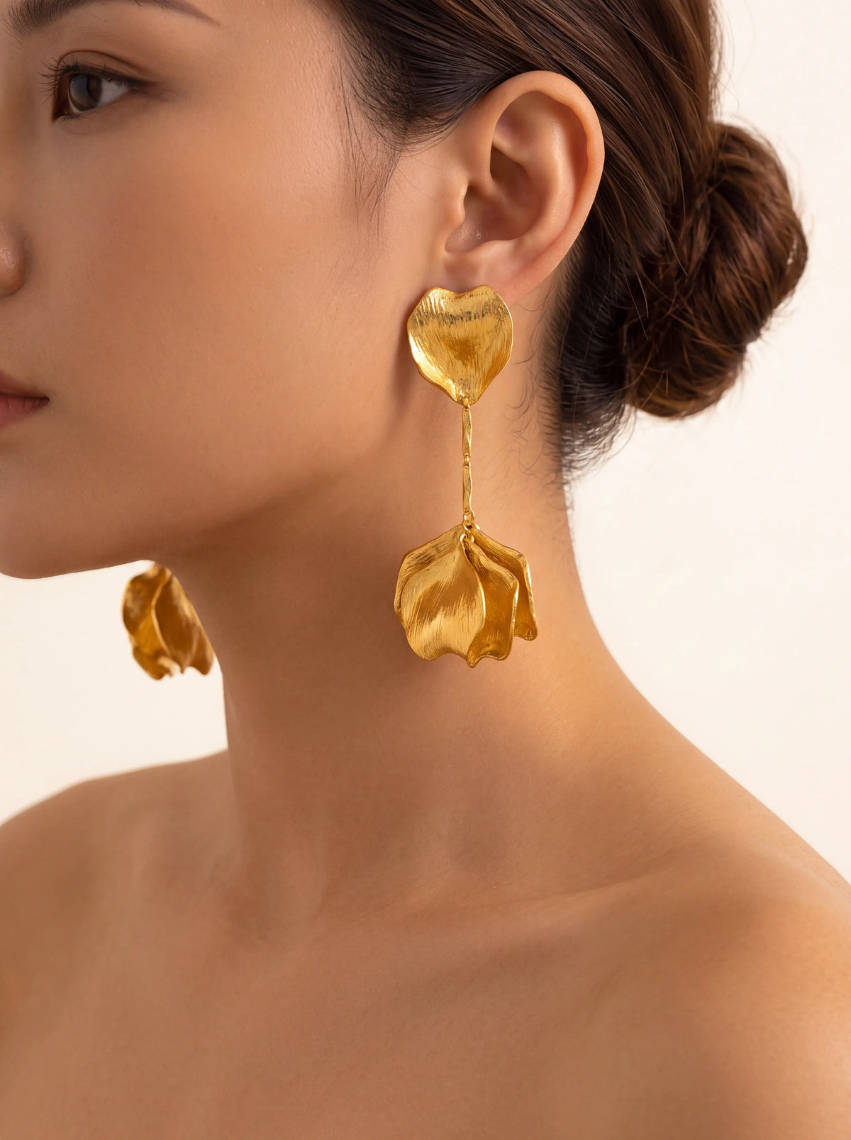 Clarimond Gold Petal Drop Earrings - Gold