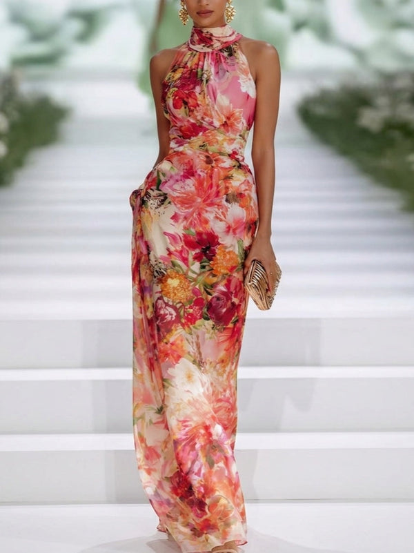 Clelia Floral Halter Maxi Dress
