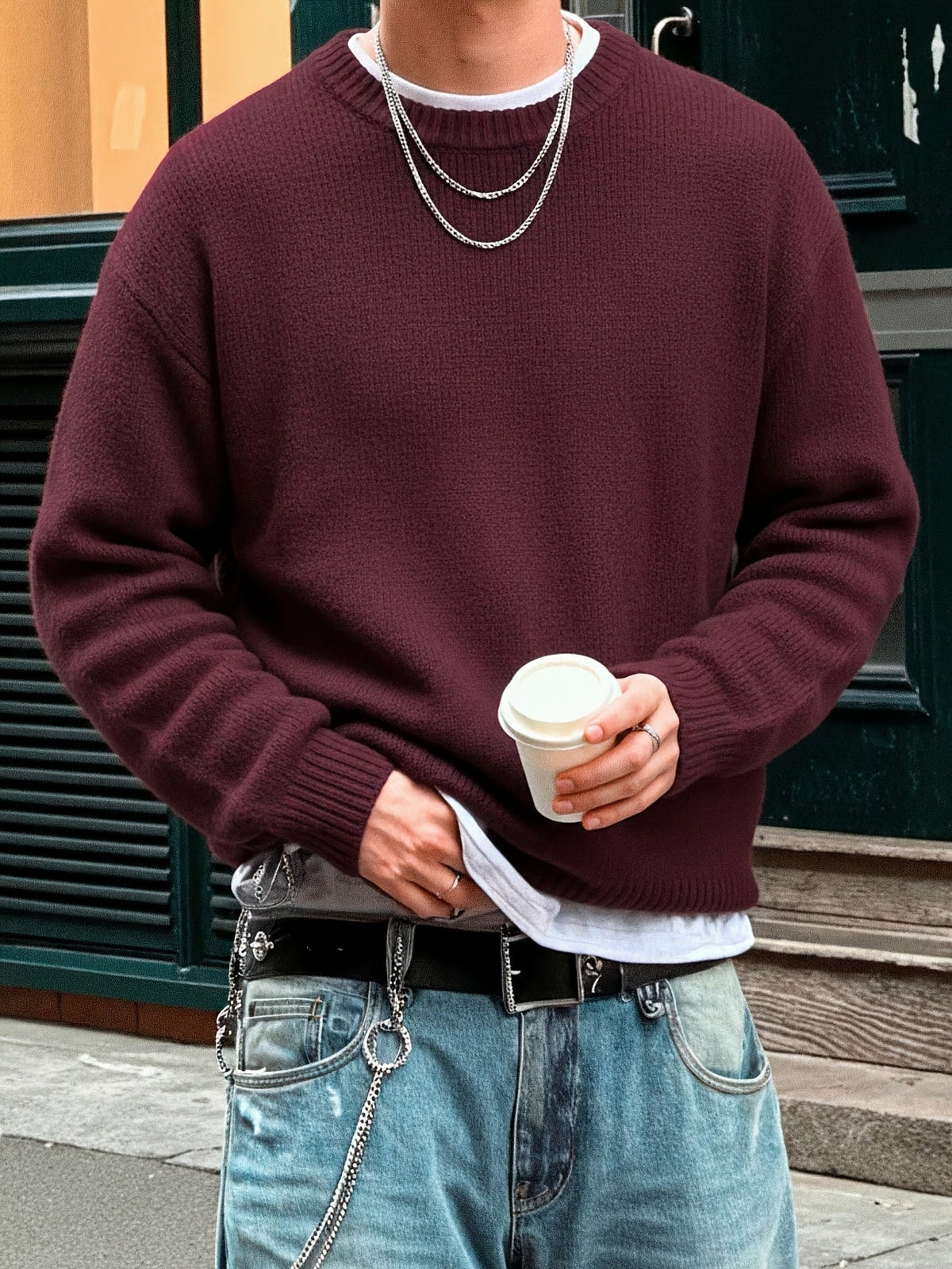 Dario Crew Neck Sweater - Burgundy