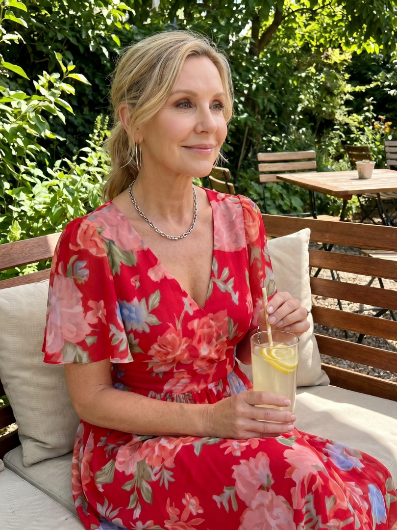 Dawn Flutter Sleeve Floral Midi Dress - Red Floral