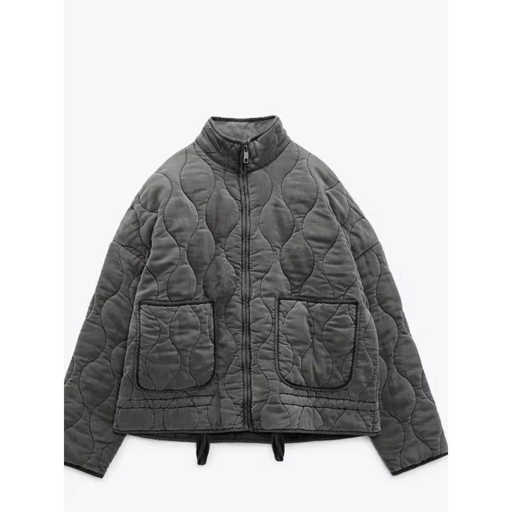 Delfina Quilted Jacket - Gray