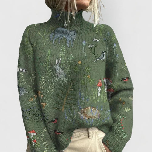 Delphie Nature Print Top - Green