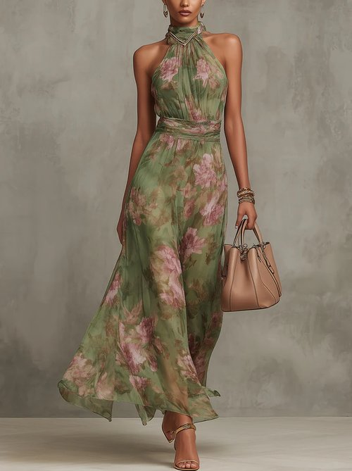Dominika Maxi Dress - Green Floral
