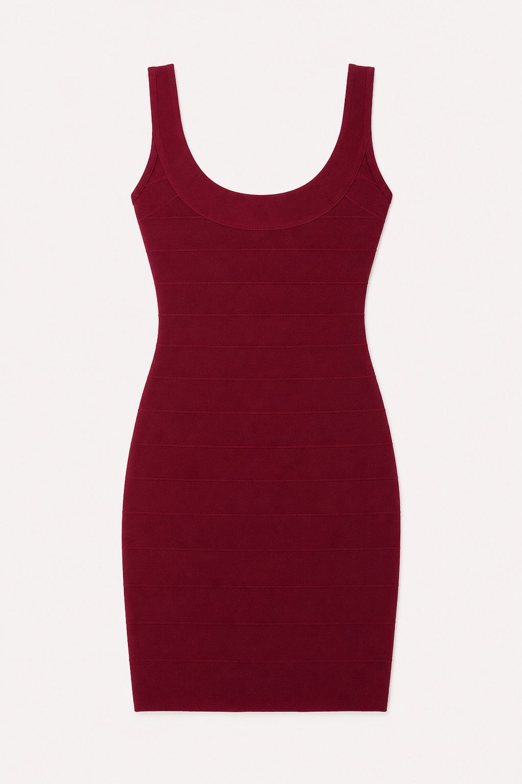 Eldora Scoop Neck Bandage Mini Dress - Burgundy