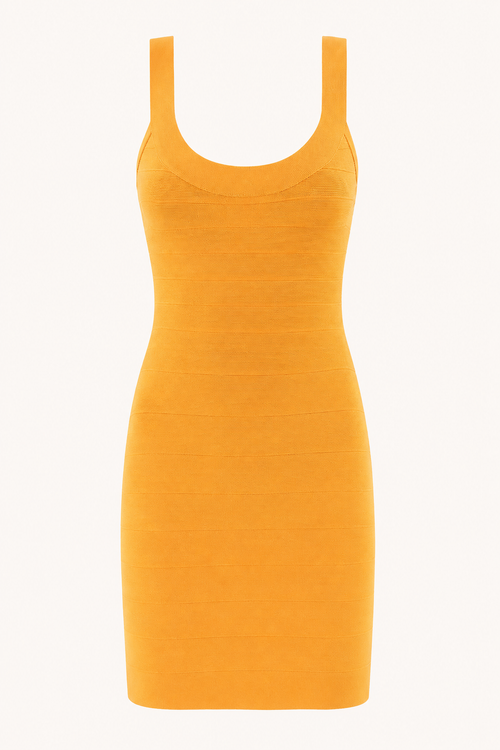 Eldora Scoop Neck Bandage Mini Dress - Marigold