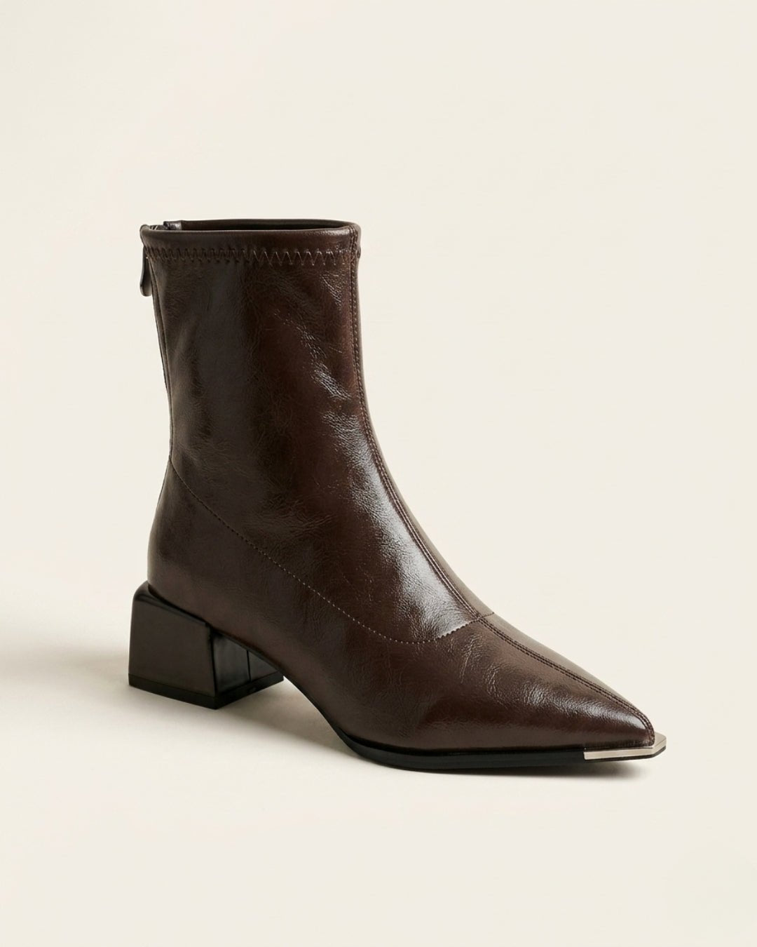Eleanora Block-Heel Ankle Boots - Brown