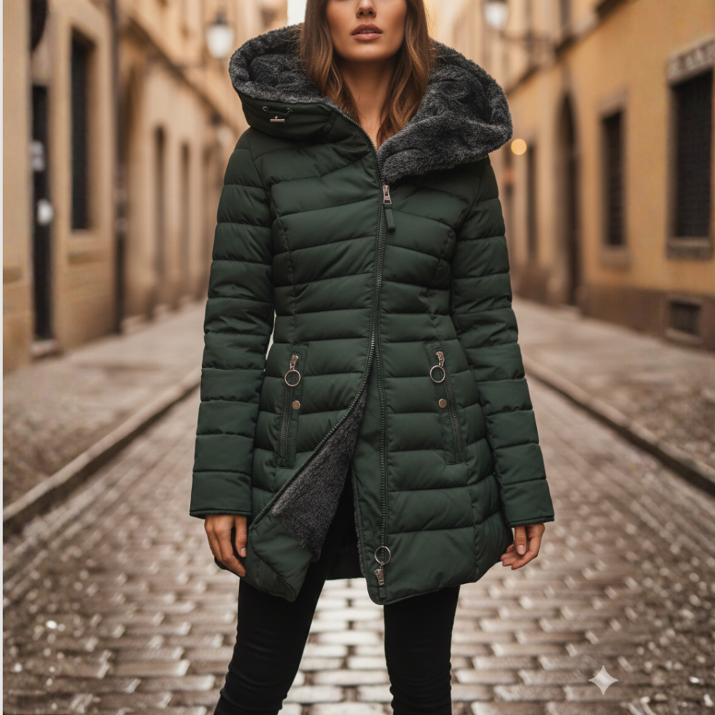 Elisabetta Quilted Hooded Puffer Jacket - Green