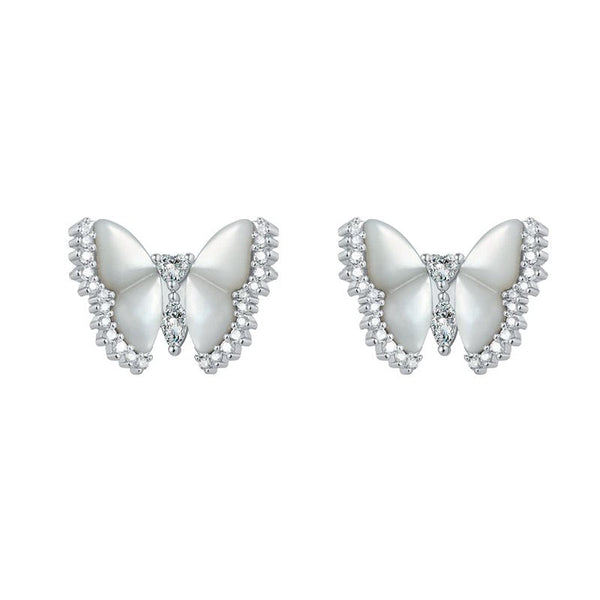 Emeline Pearl Butterfly Stud Earrings