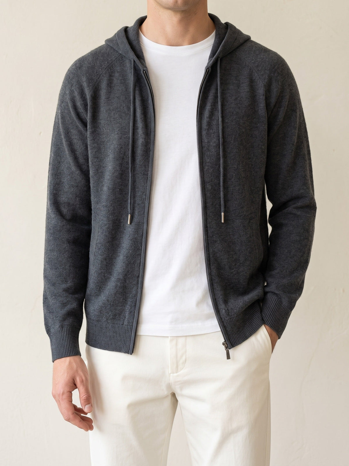 Enzo Hooded Zip Cardigan - Elephant Gray
