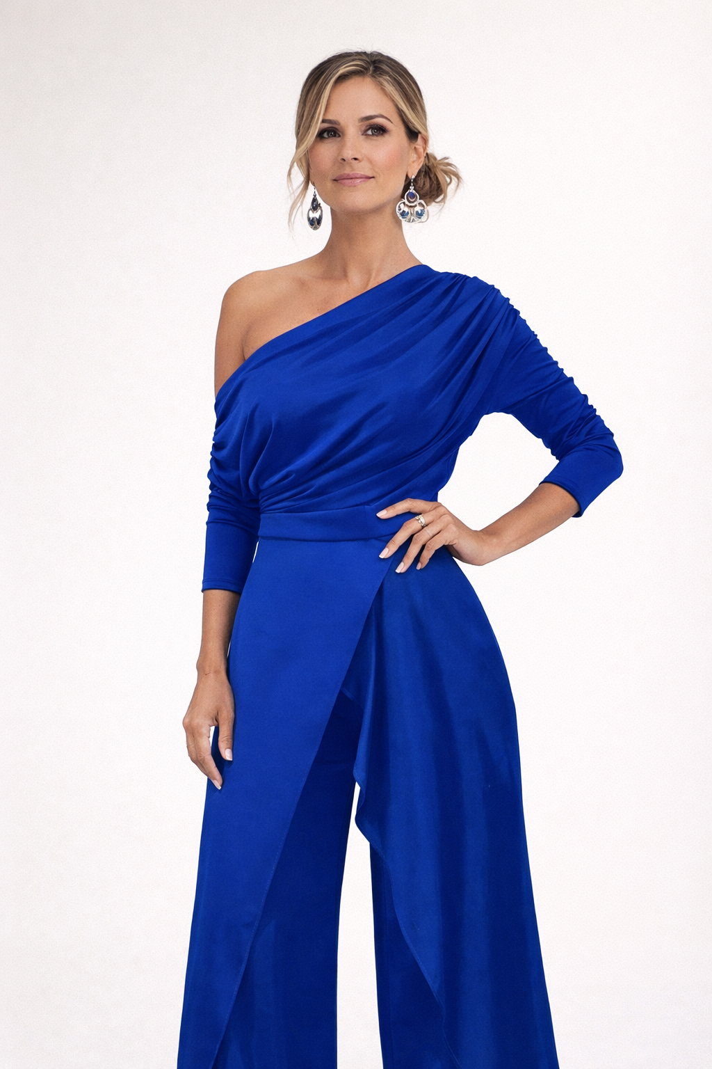 Eugenie One Shoulder Wrap Jumpsuit - Royal Blue