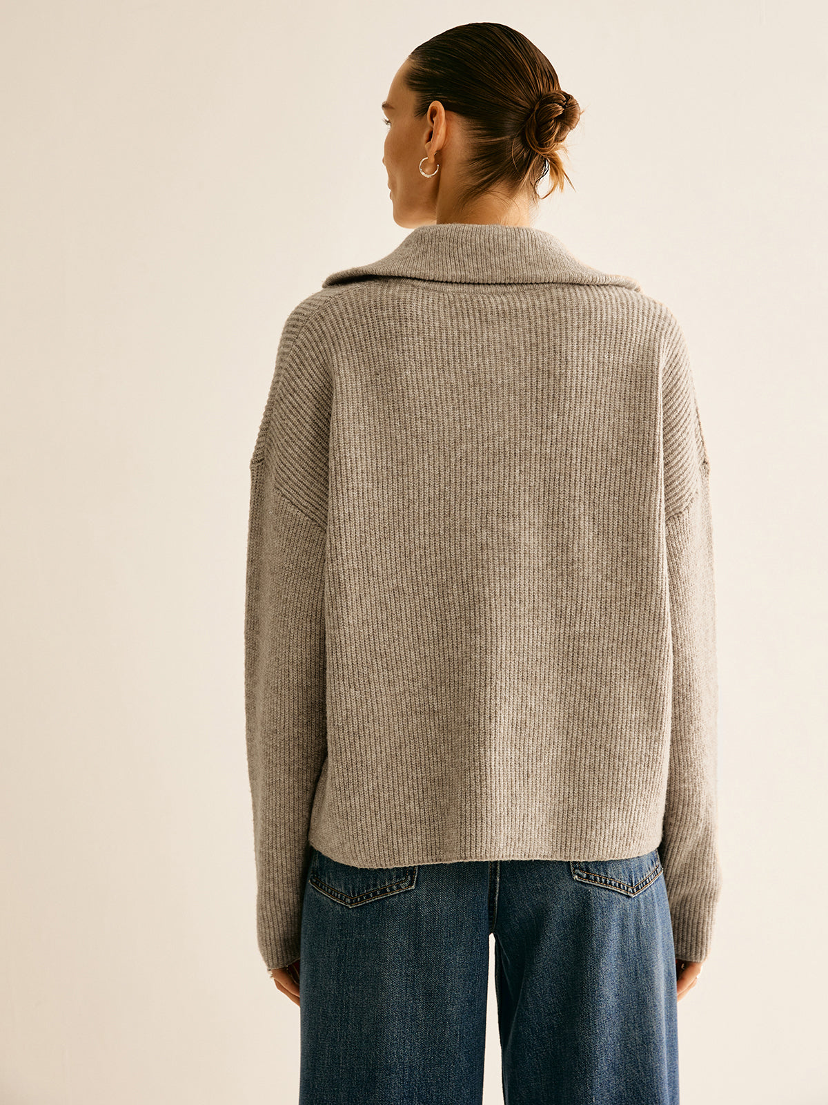 Fiorella Wool-Blend Quarter-Zip Set - Oatmeal