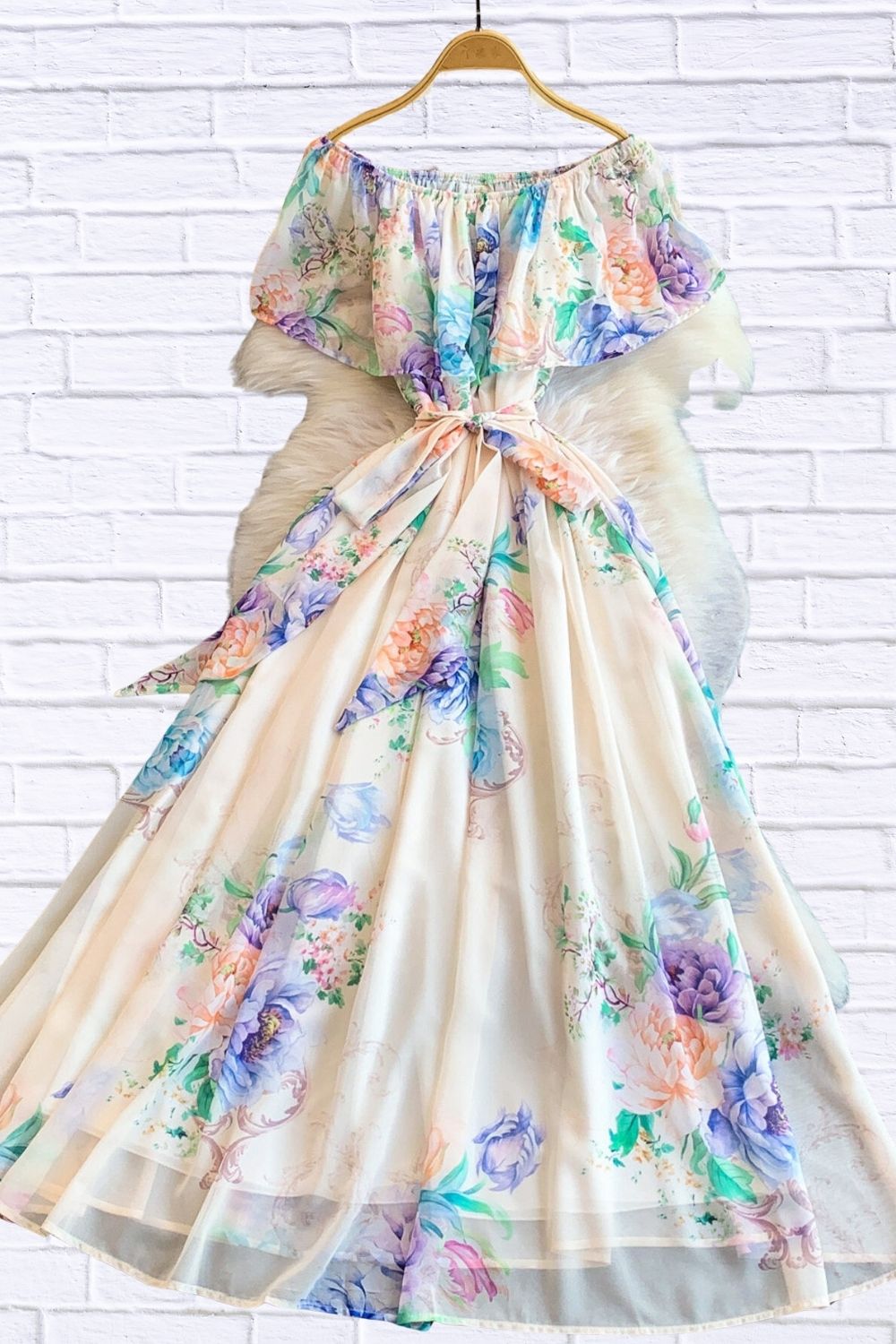 Floella Off Shoulder Floral Maxi Dress - Lavender Floral