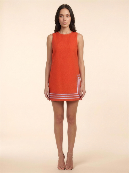 Gelsey Sleeveless A-Line Shift Mini Dress - Orange