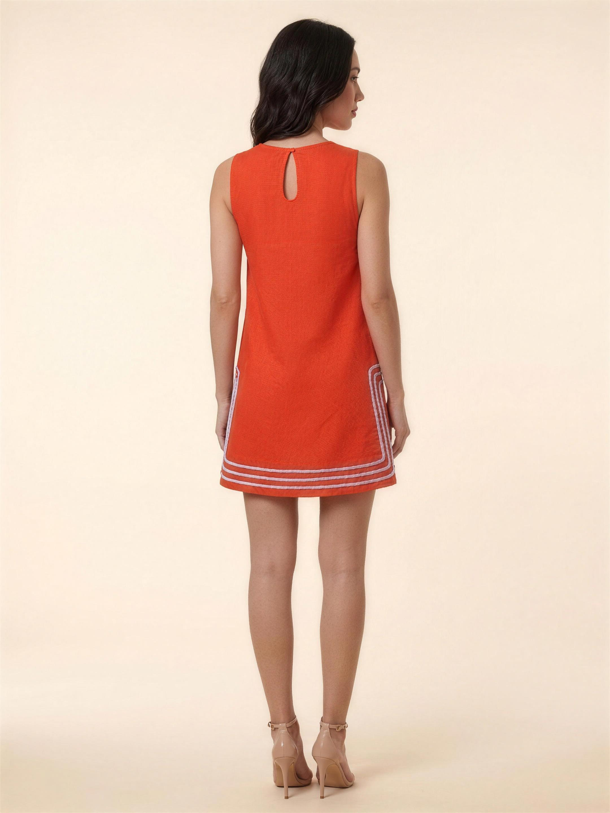 Gelsey Sleeveless A-Line Shift Mini Dress - Orange