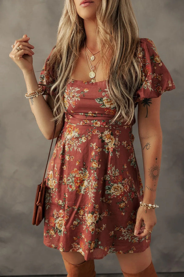 Gita Floral Puff Sleeve Mini Dress