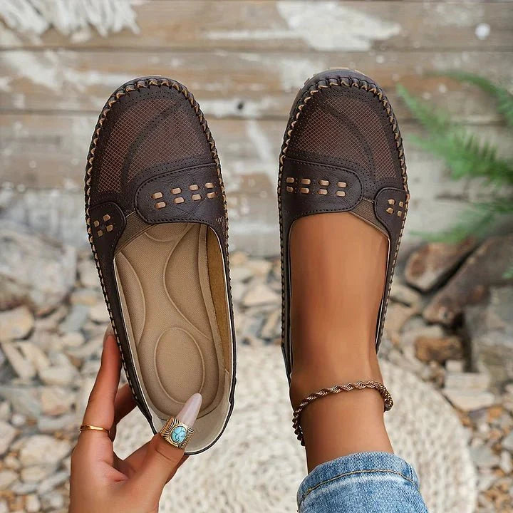 Giuliana Perforated Loafers - Coffee