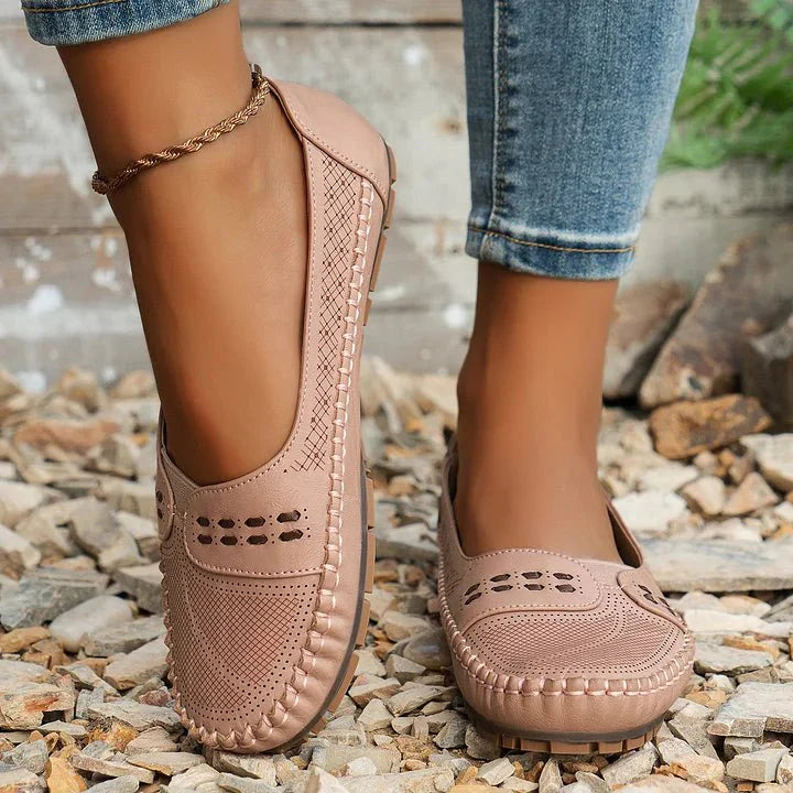 Giuliana Perforated Loafers - Light Pink