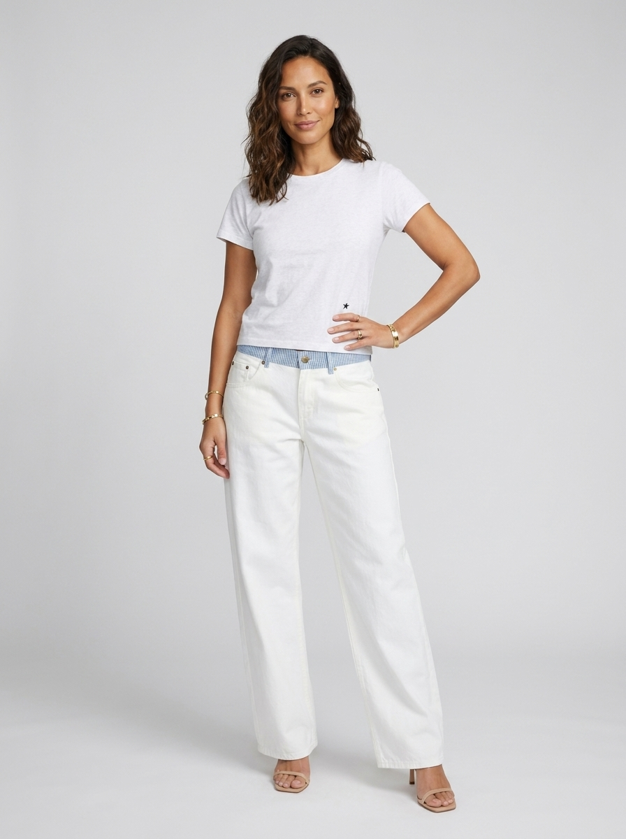 Golda Wide Leg Relaxed Jeans - White