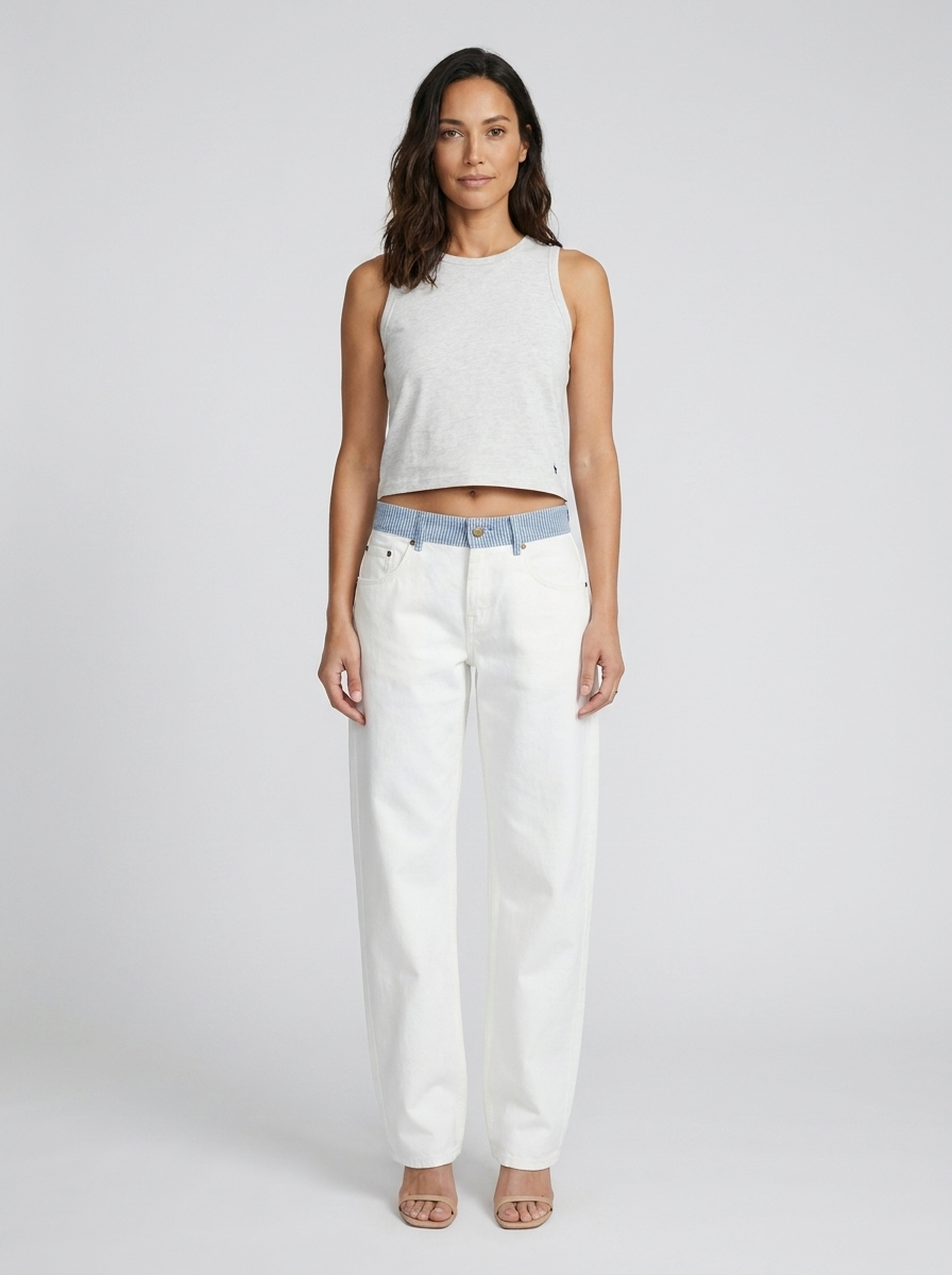 Golda Wide Leg Relaxed Jeans - White