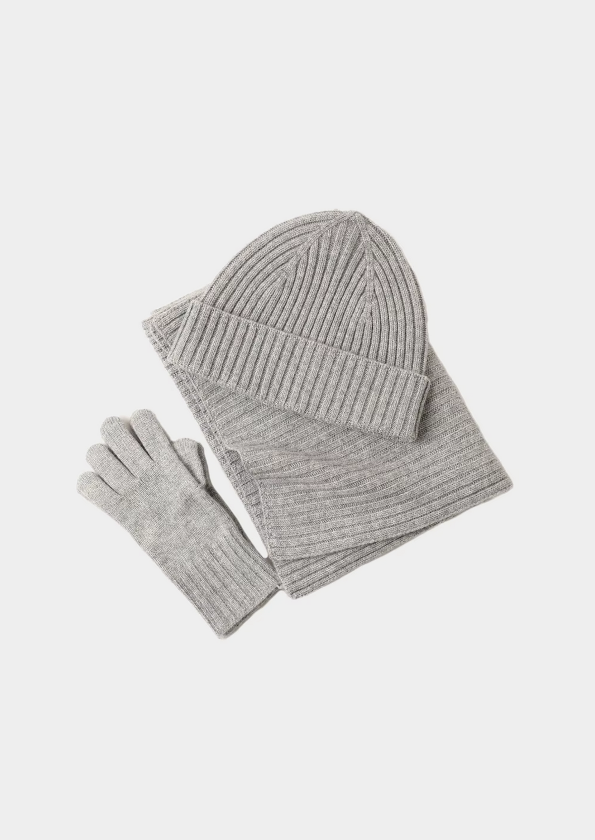 Halina Coat-Season Accessories Set - Light Gray