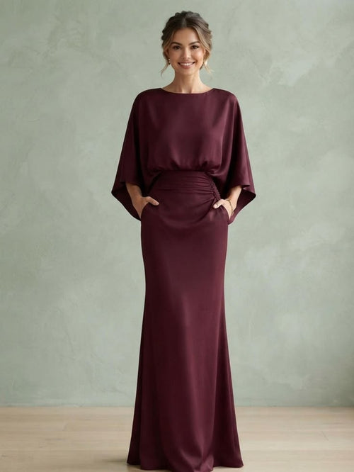 Helaine Batwing Sleeve Maxi Dress - Plum
