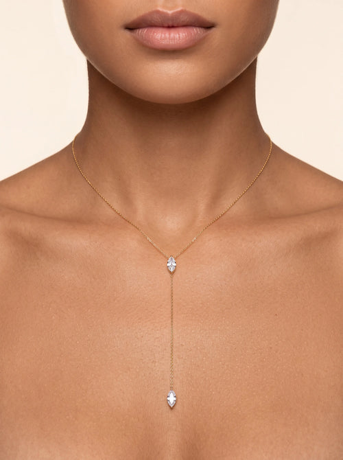 Helia Marquise Lariat Necklace - Gold