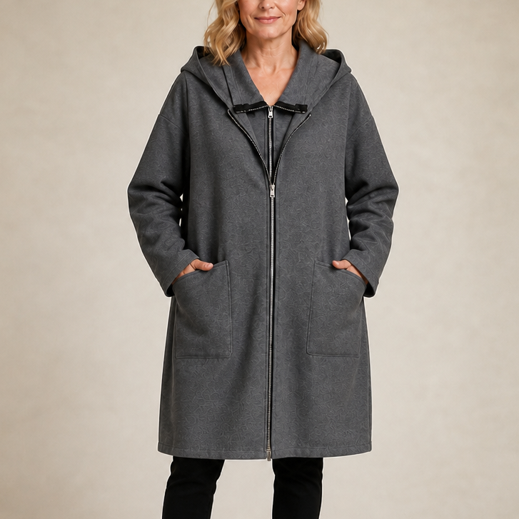 Hensley Hooded Mid-Length Relaxed Coat - Gray