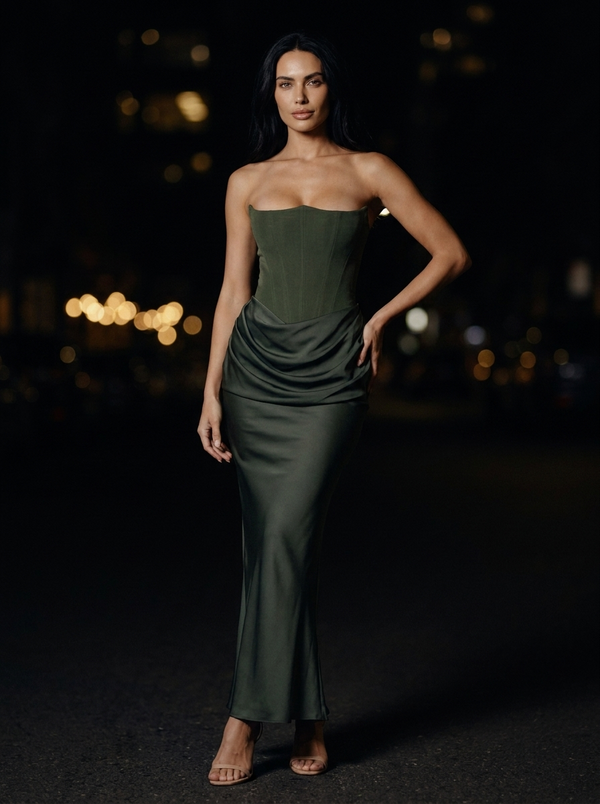 Hollyn Strapless Ruched Maxi Dress