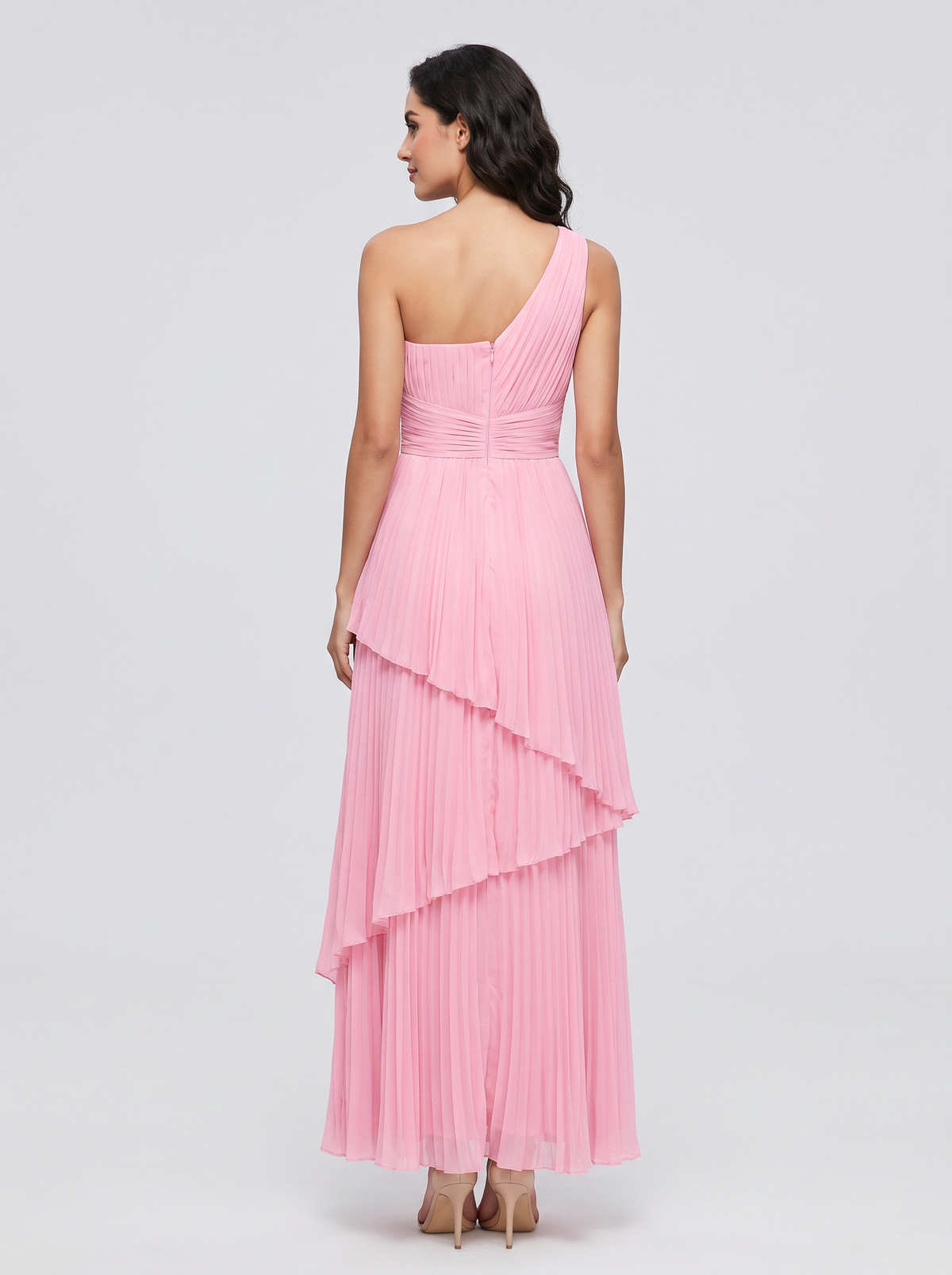 Ilene One Shoulder Tiered Maxi Dress - Candy Pink
