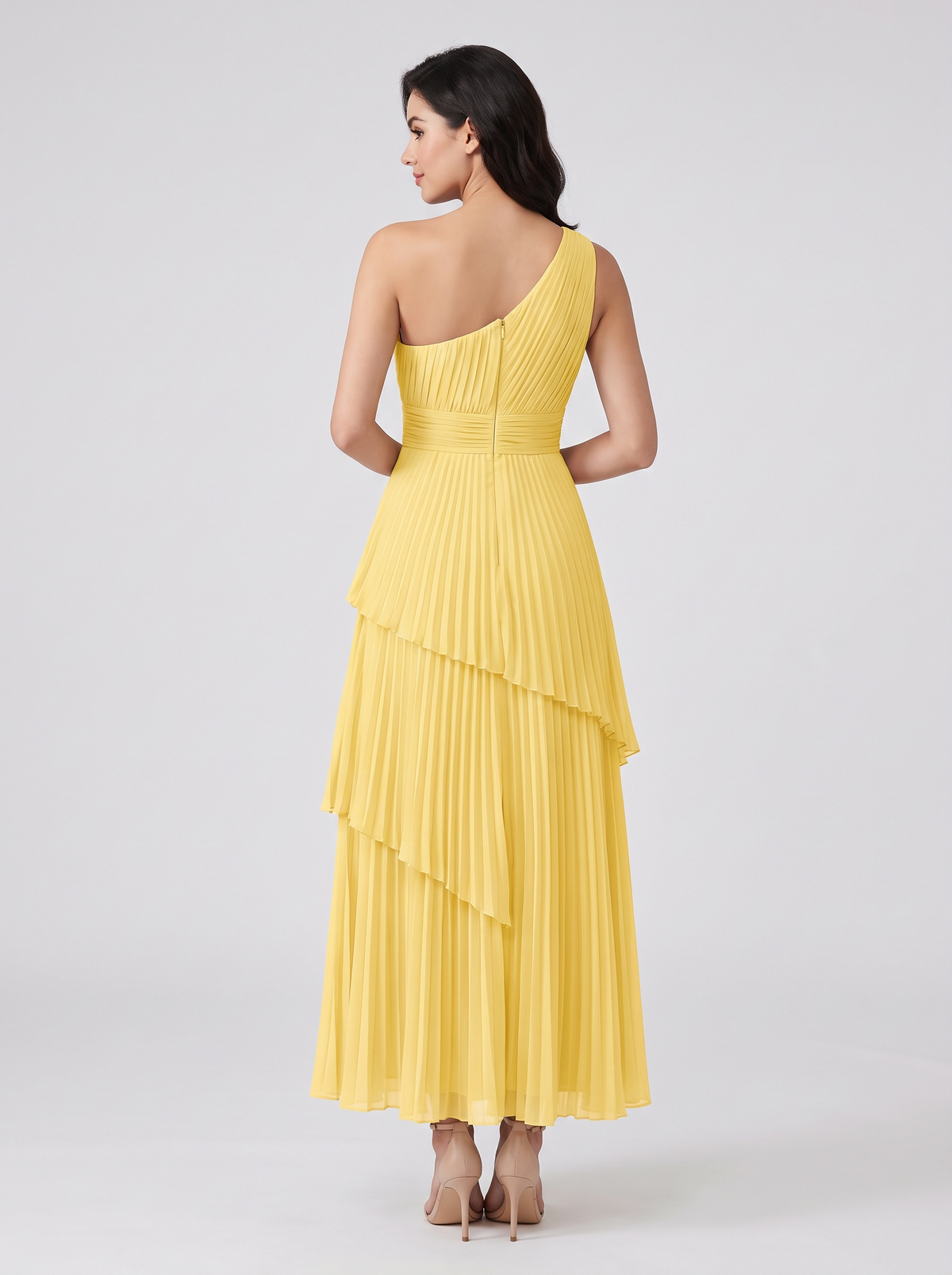 Ilene One Shoulder Tiered Maxi Dress - Daffodil Yellow