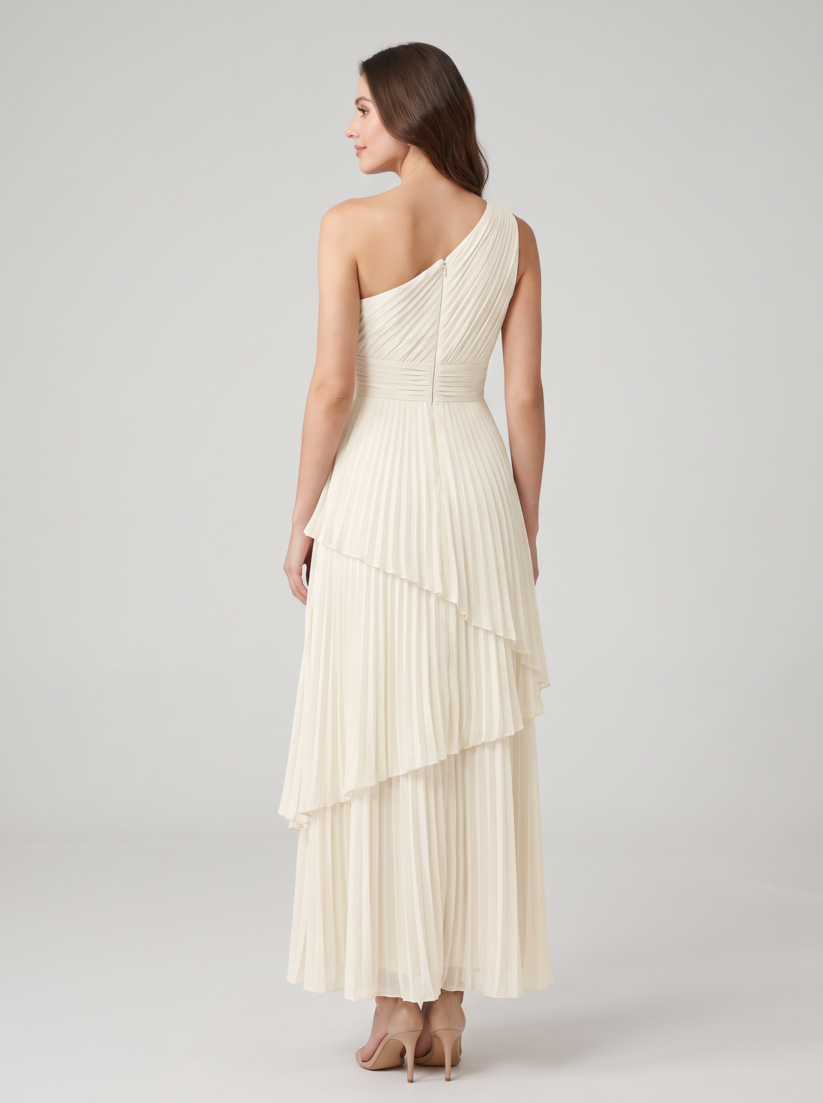 Ilene One Shoulder Tiered Maxi Dress - Ivory