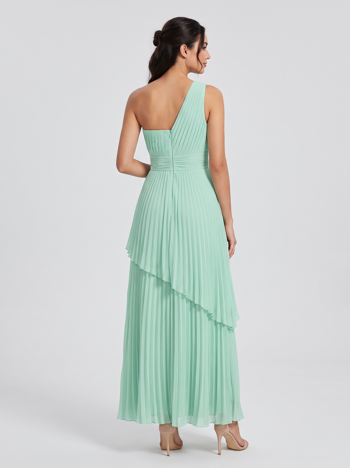 Ilene One Shoulder Tiered Maxi Dress - Mint Green
