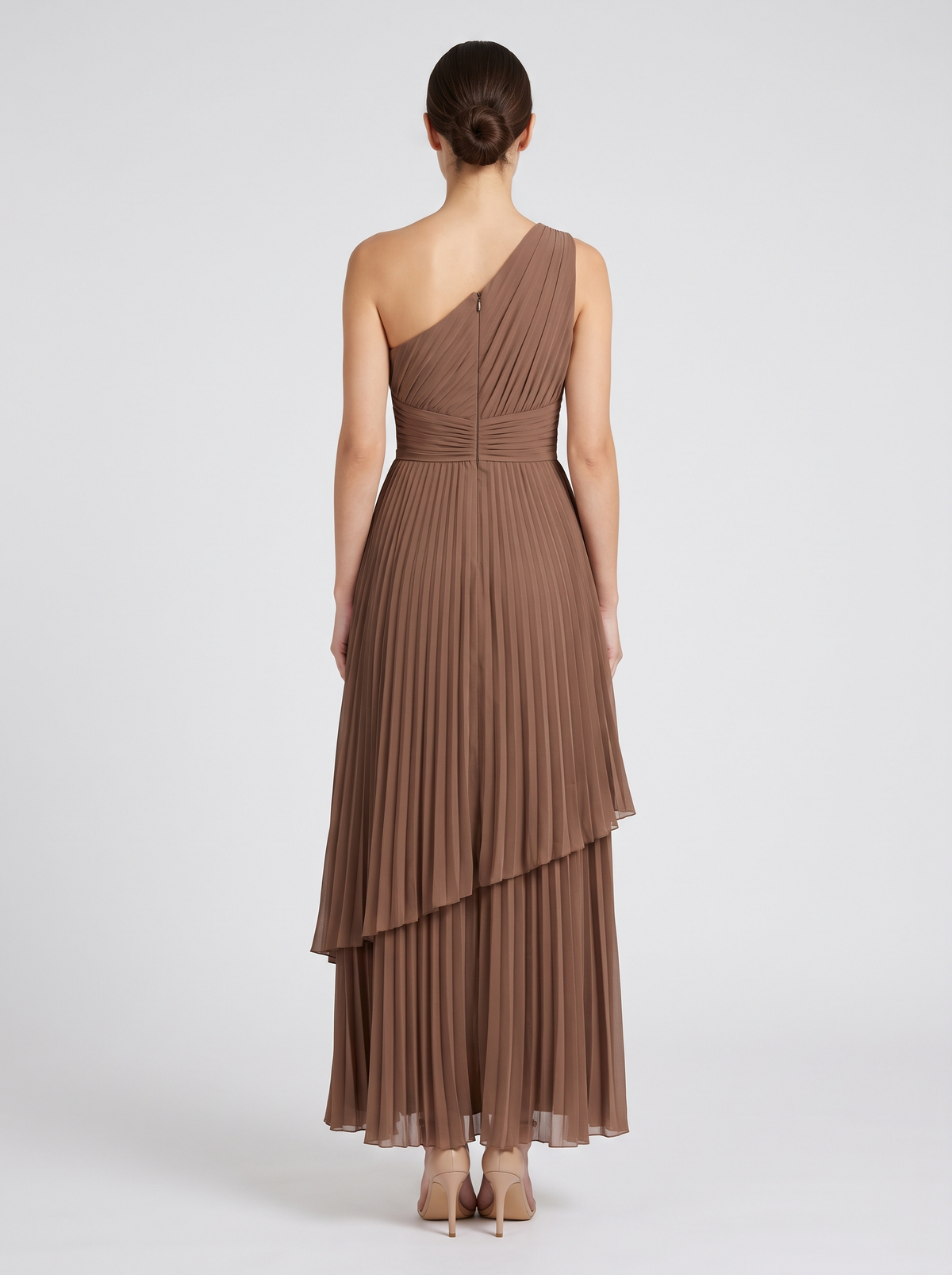 Ilene One Shoulder Tiered Maxi Dress - Mocha