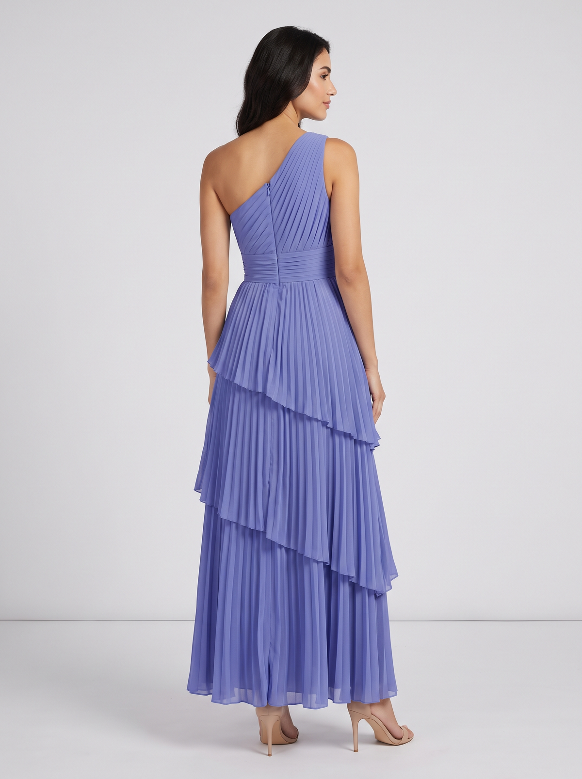 Ilene One Shoulder Tiered Maxi Dress - Periwinkle