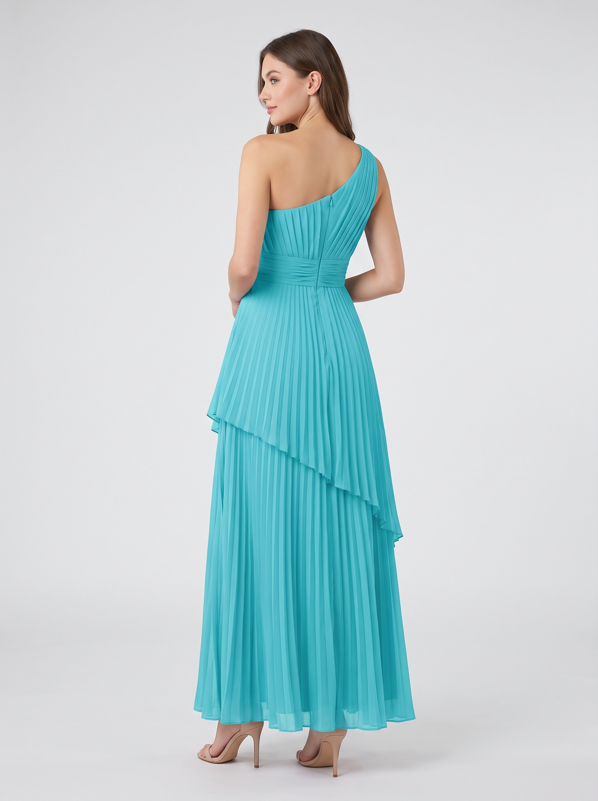 Ilene One Shoulder Tiered Maxi Dress - Turquoise