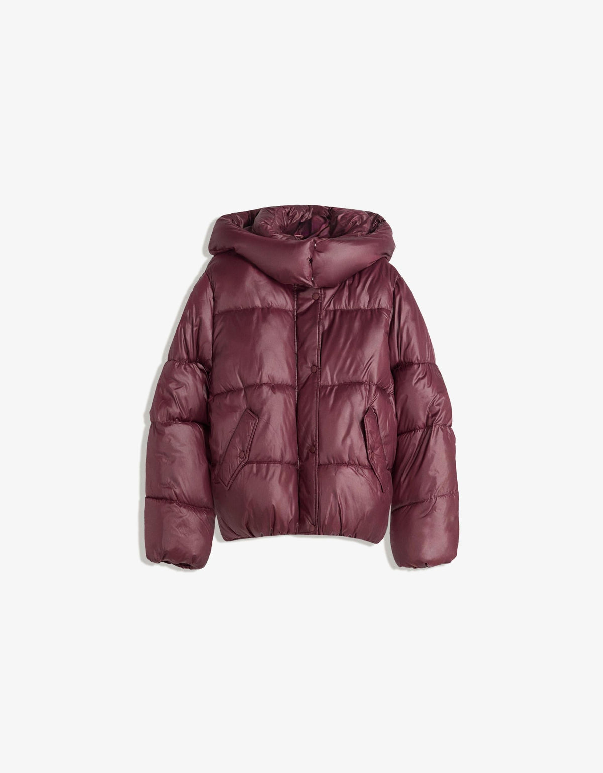 Inez High Shine Puffer Jacket - Burgundy