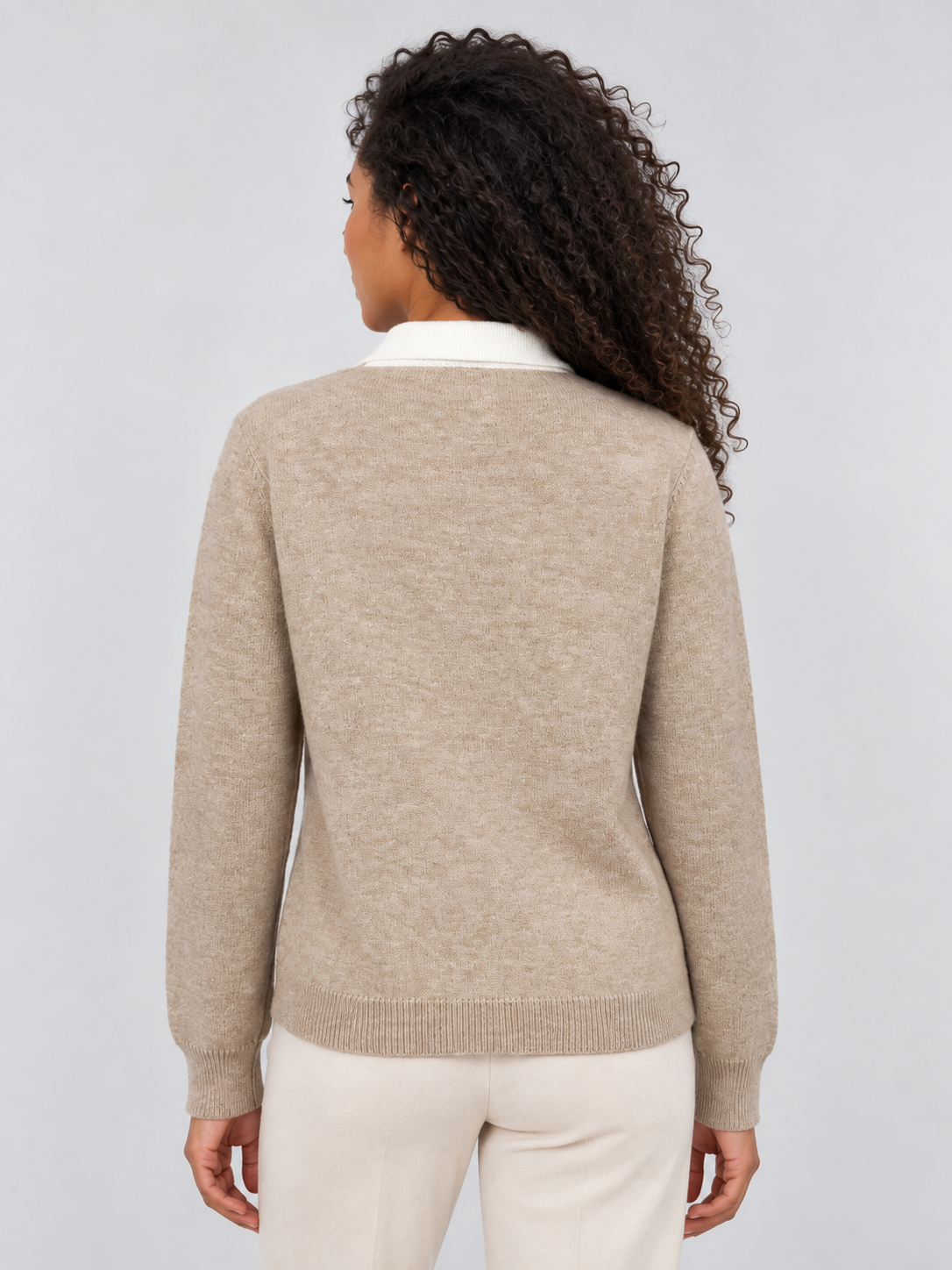 Ishani Collared Argyle Sweater - Beige