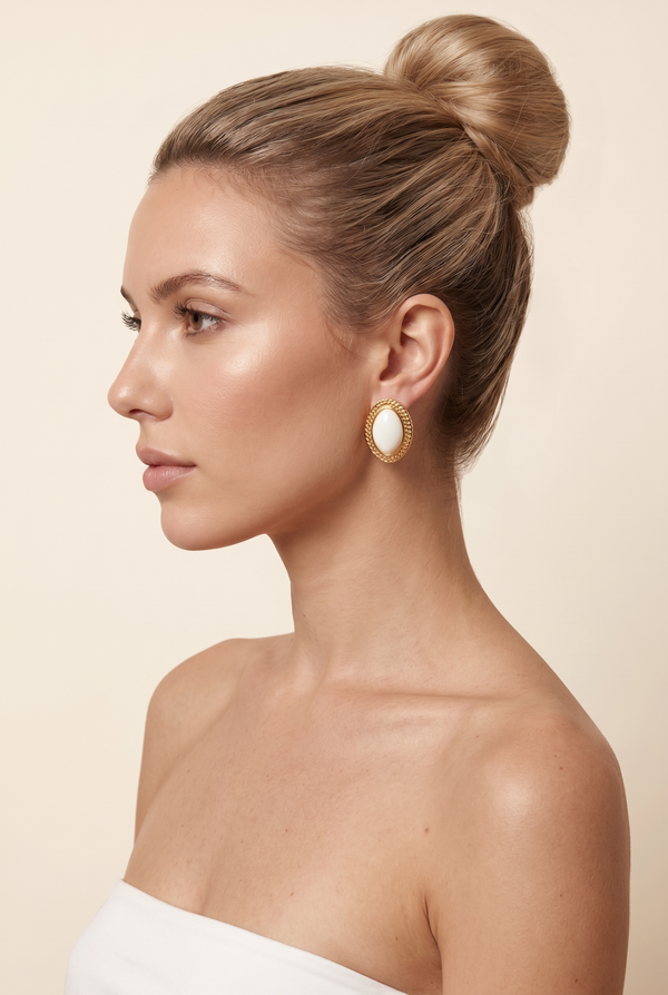 Jessamy Textured Oval Stud Earrings