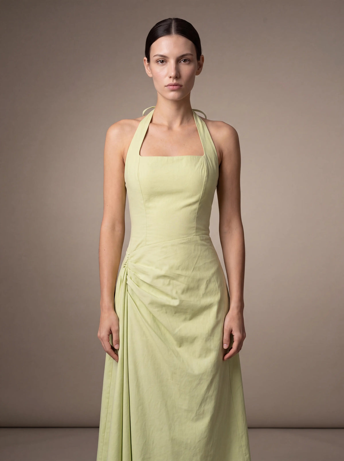 Jolanda Square Neck Halter Midi Dress - Lime Green