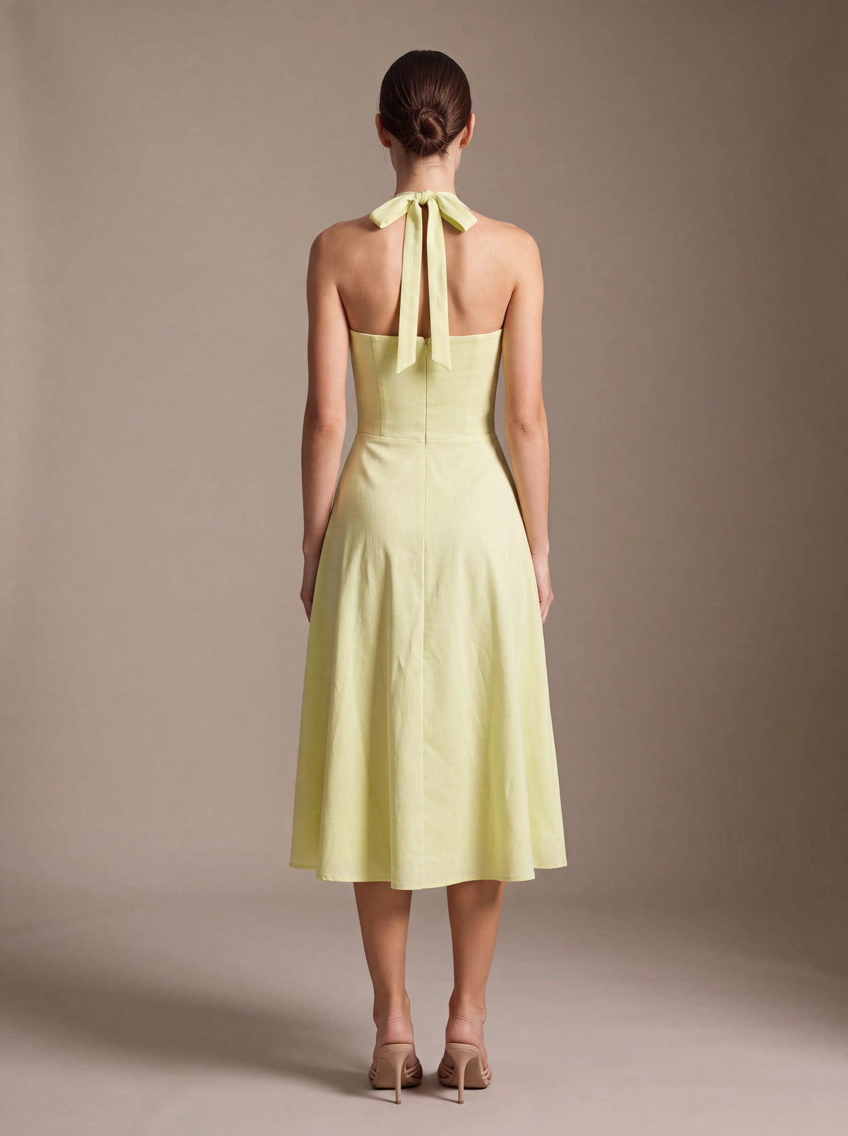 Jolanda Square Neck Halter Midi Dress - Lime Green
