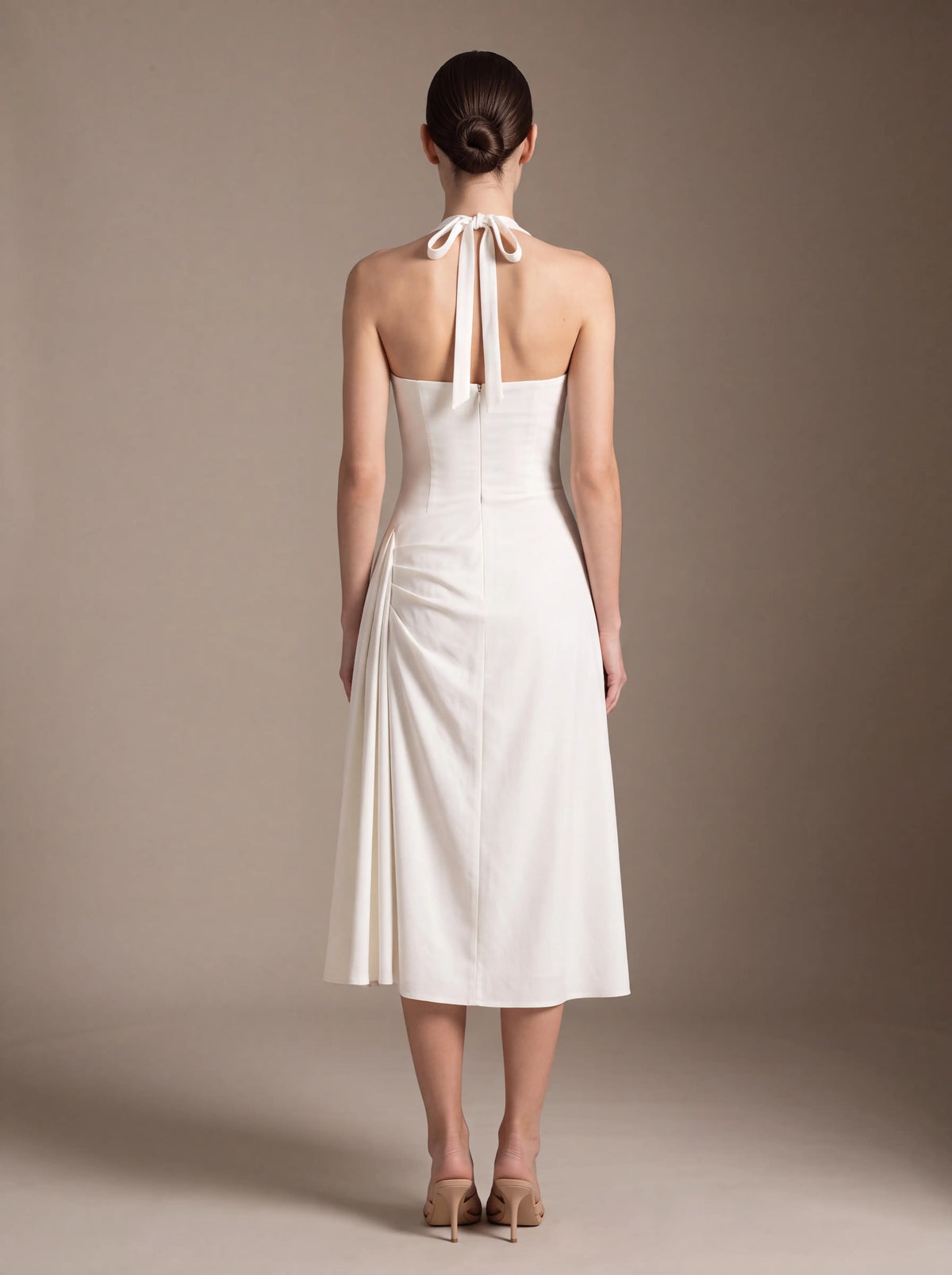 Jolanda Square Neck Halter Midi Dress - White