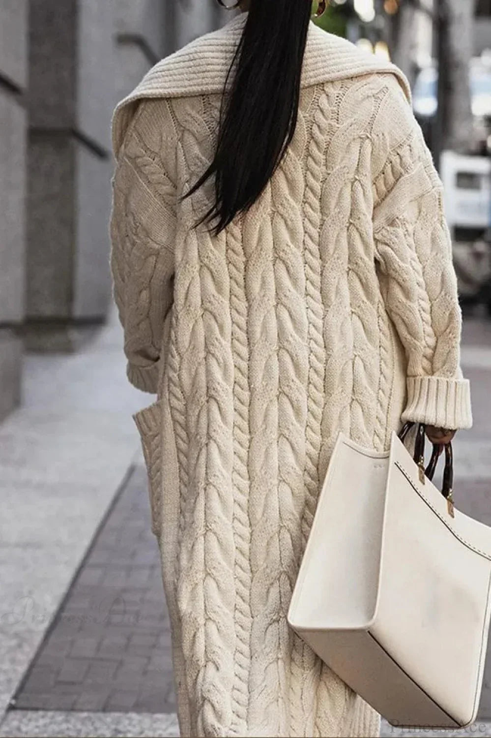 Jovanna Cable-Texture Duster Cardigan - Ivory