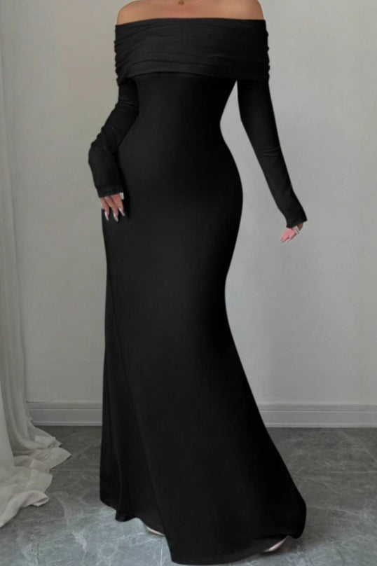 Kaiya Off Shoulder Mermaid Maxi Dress - Black