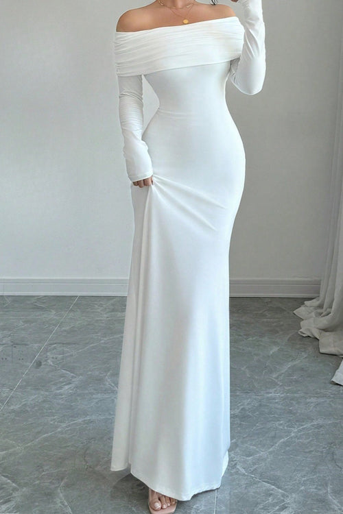 Kaiya Off Shoulder Mermaid Maxi Dress - White