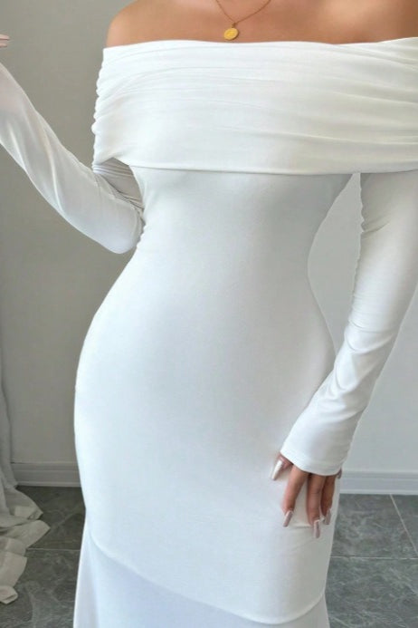 Kaiya Off Shoulder Mermaid Maxi Dress - White